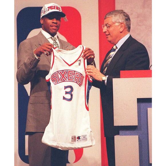 Philadelphia 76ers 96-97 Game Issued Jersey Sz 52 +4 Iverson Rookie Season - Picture 9 of 12